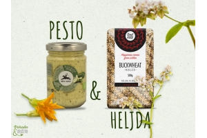 Heljda s pestom od tikvica
