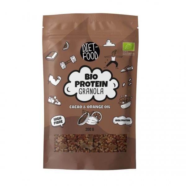Prodaja DIET FOOD BIO PROTEIN GRANOLA SA KAKAOM I ULJE OD NARANČE,200g po povoljnoj cijeni