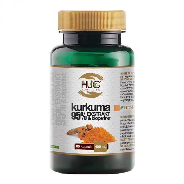 Prodaja HUG Kurkuma 95% ekstrakt & BioPerine bočica sa 60 kapsula x 400 mg po povoljnoj cijeni